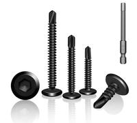YFLeomry Pack of 60 Self-Tapping Screws 410 Stainless Steel 5.5 x 19 mm Self Tapping Screws Flat Head Allen Screws Stainless Steel Metal Screws with Hexagon Socket Drill Black