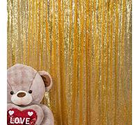 YFLZQ Sequin Backdrop Curtain Photography Background Party Decor for Wedding Birthday Baby Shower (4 ft x 6.5 ft, Gold)