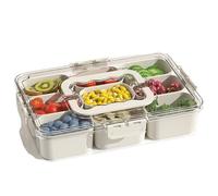 YFMJDK Divided Serving Tray with Lid and Handle - 9 Compartment Snack Box Container, Portable Storage Organizer for Fruit, Candy, Veggie, Nuts, Spices & Snacks, Perfect for Party, Travel & Picnic