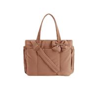 YFMM Large Tote Bag with Bow, Multi-Function Nappy Bag Organiser, Baby Changing Backpack for Mum, Travel Hospital Bag with Shoulder Strap, Solid Colour Handbag