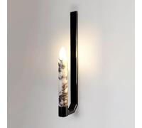 YFMYY 17.1 Inch Modern Linear Wall Sconce, Cylinder Alabaster Wall Light Fixture with Natural Marble Lampshade & Metal Base, Nordic Style Stone Wall Lamp for Bedroom Living Room Hallway