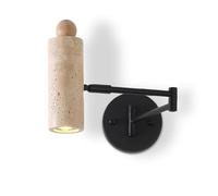 YFMYY Nordic Style Stone Wall Lamp, Adjustable Wall Mount Reading Light Headboard Lamp, Modern Yellow Travertine Wall Lamp, Hardwired Indoor Wall Sconce for Bedroom Bedside Living Room(Wood Color)