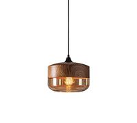 YFMYY Retro Industry Glass Pendant Light, Metal Wood Grain Finish Pendant Lighting For Kitchen Island, Ceiling Light For Dining Room, Adjustable Hanging Light Fixtures, Kitchen Pendant Lighting Over I