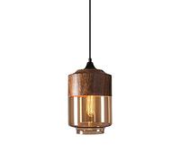YFMYY Retro Industry Glass Pendant Light, Metal Wood Grain Finish Pendant Lighting For Kitchen Island, Ceiling Light For Dining Room, Adjustable Hanging Light Fixtures, Kitchen Pendant Lighting Over I
