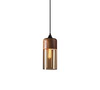 YFMYY Retro Industry Glass Pendant Light, Metal Wood Grain Finish Pendant Lighting For Kitchen Island, Ceiling Light For Dining Room, Adjustable Hanging Light Fixtures, Kitchen Pendant Lighting Over I