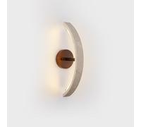 YFMYY Wabi Sabi Marble Wall Light Fixture, Yellow Travertine and Solid Wood Wall Lamp, Japanese Style Vintage Natural Stone Wall Sconce for Bedroom Bedside Living Room Hallway(55cm)