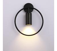 YFMYY Wall Spotlight Modern Ring Design Wall Mount Light, Rotate Adjustable Head, Hardwired No Plug, GU10 Base, Picture Lights for Indoor Living Bedroom Loft Cafe Bar Decor Lighting