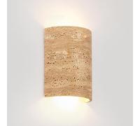 YFMYY Yellow Travertine Wall Sconce, Wabi-Sabi Style Stone Wall Lamp, Natural Marble Lampshade Up and Down Lighting Fixtures, 10W 3000K LED Hardwired Indoor Wall Light for Bedroom Bedside Hallway