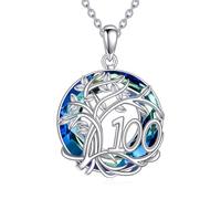 YFN 16/18/30/40/50/60/70/80/90/100 Tree of Life Necklace Sterling Silver | Faminy Tree Pendant Crystal/Moonstone Jewellery Anniversary Mother's Day Christmas Birthday Gifts for Women Wife Nana Mama