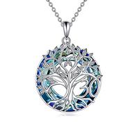 YFN 16/18/30/40/50/60/70/80/90/100 Tree of Life Necklace Sterling Silver | Faminy Tree Pendant Crystal/Moonstone Jewellery Anniversary Mother's Day Christmas Birthday Gifts for Women Wife Nana Mama
