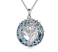YFN 16/18/30/40/50/60/70/80/90/100 Tree of Life Necklace Sterling Silver | Faminy Tree Pendant Crystal/Moonstone Jewellery Anniversary Mother's Day Christmas Birthday Gifts for Women Wife Nana Mama