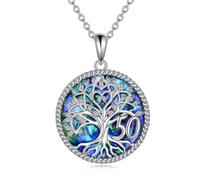 YFN 16/18/30/40/50/60/70/80/90/100 Tree of Life Necklace Sterling Silver | Faminy Tree Pendant Crystal/Moonstone Jewellery Anniversary Mother's Day Christmas Birthday Gifts for Women Wife Nana Mama