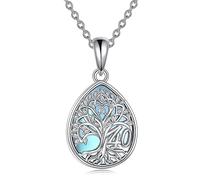 YFN 16/18/30/40/50/60/70/80/90/100 Tree of Life Necklace Sterling Silver | Faminy Tree Pendant Crystal/Moonstone Jewellery Anniversary Mother's Day Christmas Birthday Gifts for Women Wife Nana Mama