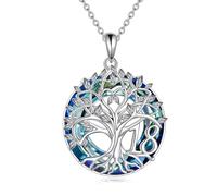 YFN 16/18/30/40/50/60/70/80/90/100 Tree of Life Necklace Sterling Silver | Faminy Tree Pendant Crystal/Moonstone Jewellery Anniversary Mother's Day Christmas Birthday Gifts for Women Wife Nana Mama