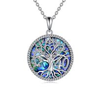 YFN 16/18/30/40/50/60/70/80/90/100 Tree of Life Necklace Sterling Silver | Faminy Tree Pendant Crystal/Moonstone Jewellery Anniversary Mother's Day Christmas Birthday Gifts for Women Wife Nana Mama
