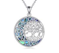 YFN 70th Birthday Gifts for Women Sterling Silver Tree of Life Necklace Pendant Celtic Moon Ablone Jewellery for Her Mum Grandma Nana