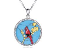 YFN 925 Sterling Silver Cardinals Necklace for Women with Turquoise Memorial Sympathy Gift, Delicate Bird Pendant Jewelry for Mom Grandma, Adjustable 18"+2" Chain, Angel Sign from Heaven