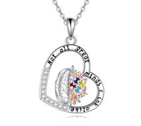 YFN Autism Awareness Necklace Sterling Silver Autism Puzzle Piece Pendant Necklace ASD Autism Jewellery for Women Inspirational Brain Autism Awareness Gifts