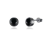 YFN Black Viking Stud Earring Sterling Silver Black CZ Earring for Women Men