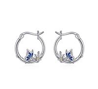 YFN Butterfly Daisy Hoop Earrings for Women Teens Sterling Silver Hypoallergenic Daisy Flower Earrings Butterfly Jewelry Gift for Mom Daughter