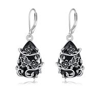 YFN Butterfly Earrings Sterling Silver Black Tourmaline Dangle Drop Earrings Crystal Healing Jewellery Spiritual Protection Gifts for Women