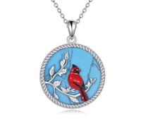 YFN Cardinals Necklace for Women 925 Sterling Silver with Turquoise Delicate Bird Pendant with Adjustable 18"+2" Chain, Sympathy Memorial Jewelry Gift for Mom, Grandma (Hypoallergenic)