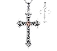 YFN Celtic Knot Necklace Sterling Silver Engraved Faith Hope Love Cross Pendant Religious Jewellery Gifts for Women Me