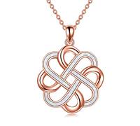 YFN Celtic Knot Necklace Sterling Silver Opal Celtic Knot Pendant Jewellery Gifts for Women Girls (Celtic Knot Rose Gold)