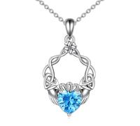 YFN Claddagh Necklace Sterling Silver Birthstone Pendant Celtic Jewellery Irish Gifts for Women (12-December)