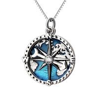 YFN Compass Pendant Necklace Navy Anchor Travel Map Necklace for Women Men