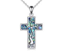 YFN Cross Necklace for Women Sterling Silver Tree of Life Cross Pendant Cross Jewellery for Women Men