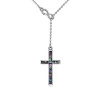 YFN Cross Necklace Sterling Silver Infinity Cross Pendant Lariat Y Jewelry Religious Gifts for Women Men