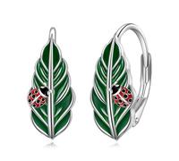 YFN Daisy/sunflower/lotus/rose/tulip Earrings for Women Sterling Silver Leaves Daisy Hoop Earrings Birthday Gifts for Women (ladybug)