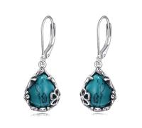 YFN Daisy Teardrop Leverback Earrings for Women Sterling Silver Turquoise Dangle Drop Earrings for Girls