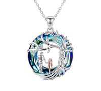 YFN Daughter Birthday Necklace Sterling Silver Father Pendant Blue Crystal Jewellery Dad for Daughter Gifts for Man Girls