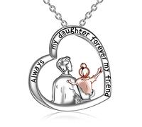 YFN Daughter Birthday Necklace Sterling Silver Pendant Father Heart Jewelry Dad for Daughter Graduation Gifts for Man Girls
