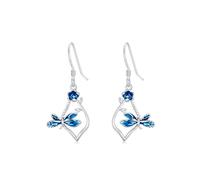 YFN Dragonfly Earrings For Women Sterling Silver Mother Daughter Leverback Earrings Dripping Oil Process Design Dragonfly Jewellery Gifts For Women Girls