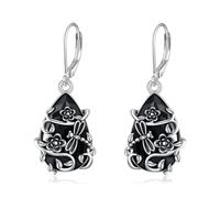 YFN Dragonfly Earrings Sterling Silver Black Tourmaline Dangle Drop Earrings Crystal Healing Jewellery Spiritual Protection Gifts for Women