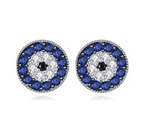 YFN Evil Eye Earrings 925 Sterling Silver Blue Evil Eye Stud Earrings Crystal Wedding Earrings Evil Eye Cute Jewelry Gifts for Women Girls
