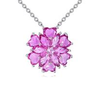 YFN Flower Birthstone Necklace for Women Sterling Silver Pink Zirconia Pendant Tourmaline Flower Jewellery October Birthday Gifts for Her Wife Mom Daughter