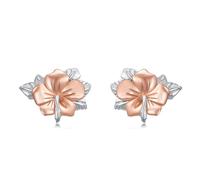 YFN Hibiscus Flower Earrings Sterling Silver Enamel Hibiscus Flower Stud Earrings Hawaiian Earrings Jewelry Gifts for Women Girls