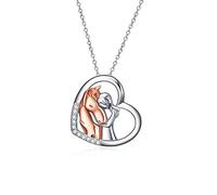 YFN Horse Pendant Necklace Jewelry 925 Sterling Silver Girls Embrace Horse Gift For Women Girls (A Rose Gold Horse Necklace)