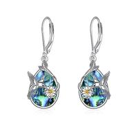 YFN Hummingbird Earrings for Women Sterling Silver Daisy Teardrop Abalone Shell Jewelry Christmas Gifts Hypoallergenic (abalone)