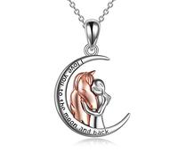 YFN I Love You to the Moon and Back Horse Pendant Necklace Jewelry Sterling Silver Girls with Horse Gift for Women Girls