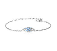 YFN Irish Celtic Knot Bracelets Sterling Silver Infinity Love Opal Bracelet 7+2" Jewelry for Women Teen Girls (Blue-Celtic Knot Bracelets)