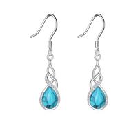 YFN Larimar/Moonstone/Turquoise/Abalone/Black Onyx Celtic Earrings for Women Sterling Silver Leverback Earrings Larimar Jewelry Gifts (turquoise)