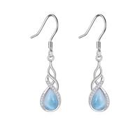YFN Larimar/Moonstone/Turquoise/Abalone/Black Onyx Celtic Earrings for Women Sterling Silver Leverback Earrings Larimar Jewelry Gifts (larimar)