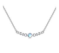 YFN Moon Phase Necklace for Women Sterling Silver Moonstone Pendant (white)