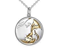 YFN Mother Daughter Necklace Sterling Silver Love You to the Moon and Back Pendant Mum Daughter Jewellery Birthday Mother's Day Gifts for Women Girls (Gold Moon)