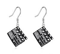 YFN Movie Clapboard Earrings Sterling Silver Movie Night Dangle Drop Earrings Film Jewellery for Women Director Gifts For Film Maker